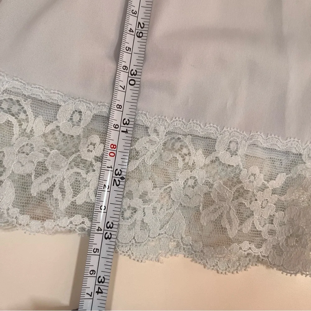 Vintage 40 50 Retro Vanity Fair Pale Blue Lace mini Slip Dress Night Gown - Picture 12 of 17